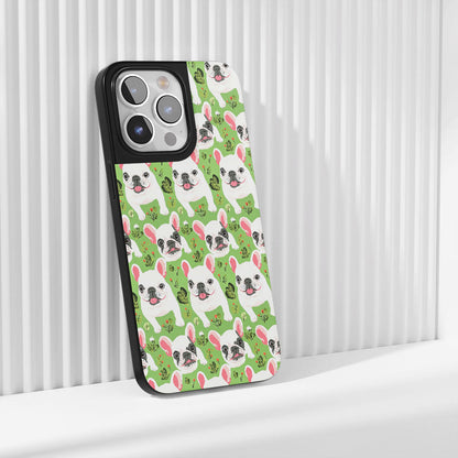 Industry-Level Tough Matte French Bulldog Green iPhone Case