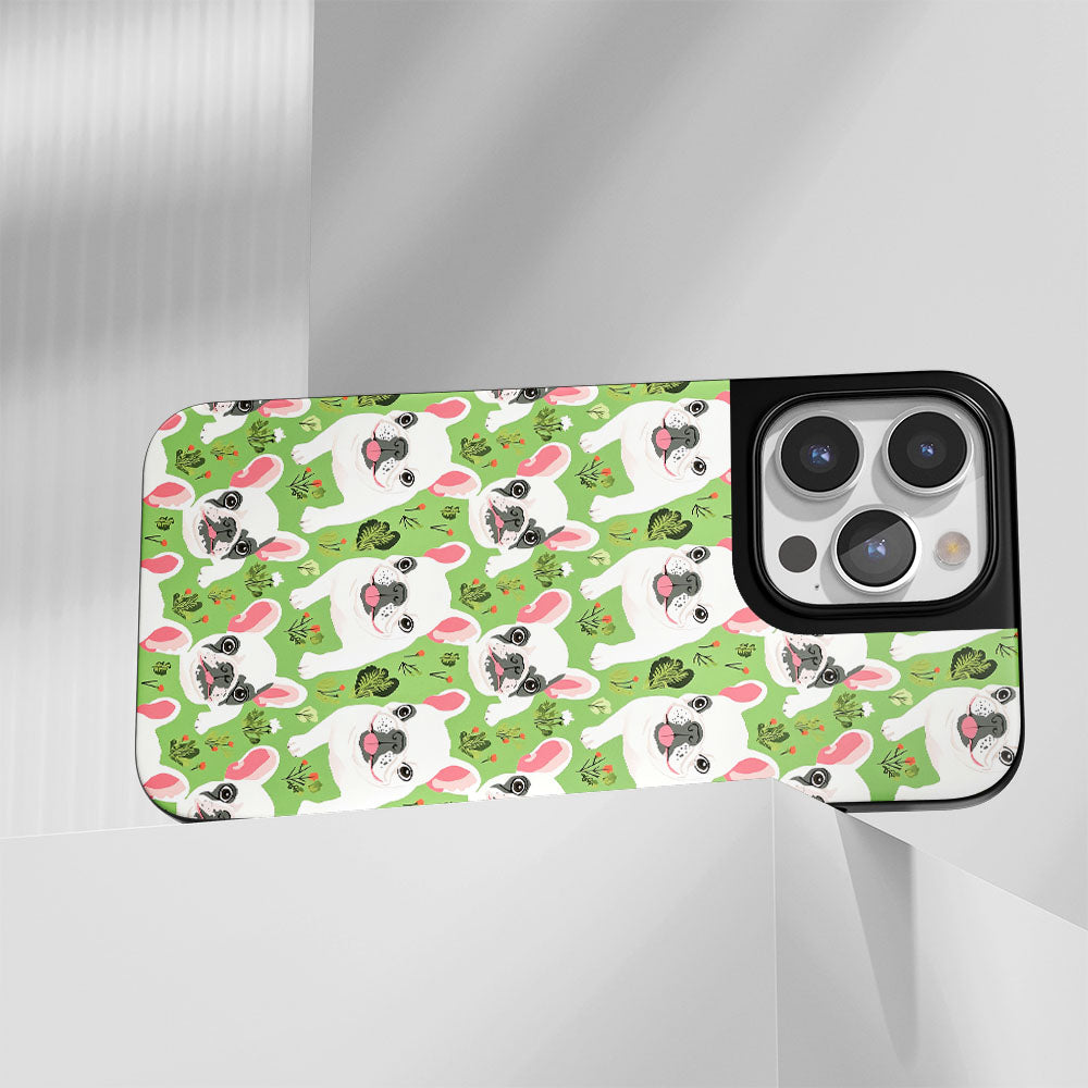 Industry-Level Tough Matte French Bulldog Green iPhone Case