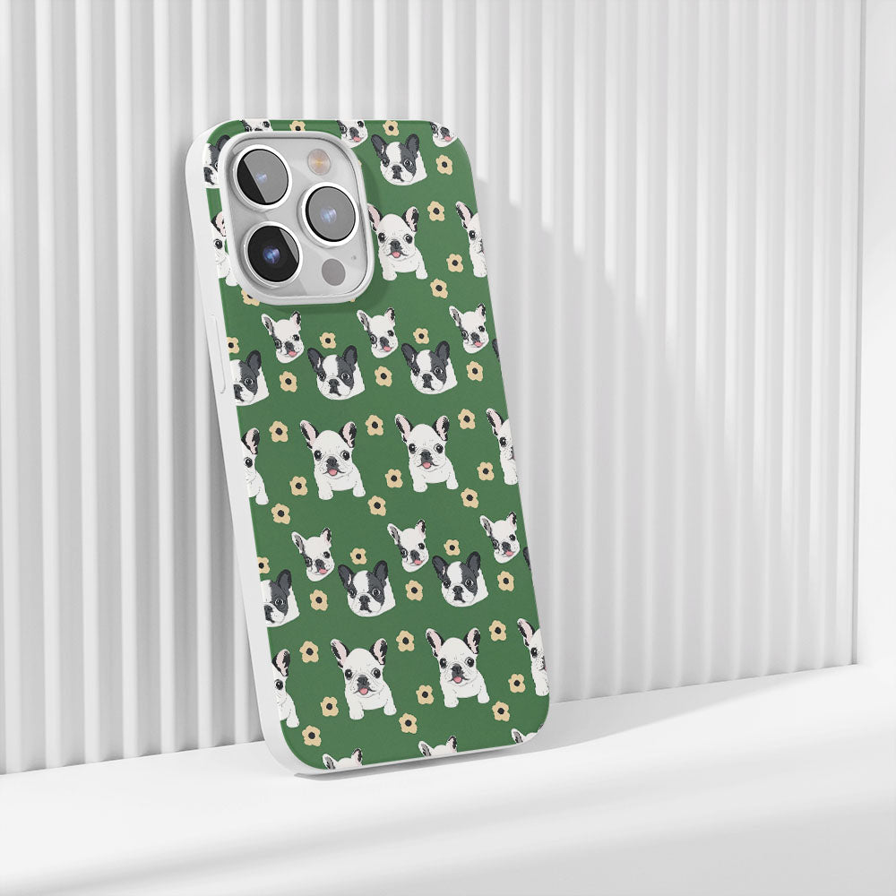 Latest 3rd-Generation Crystal Tough Glossy French Bulldog Green iPhone Case