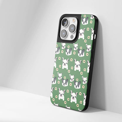 Industry-Level Tough Matte French Bulldog Green iPhone Case