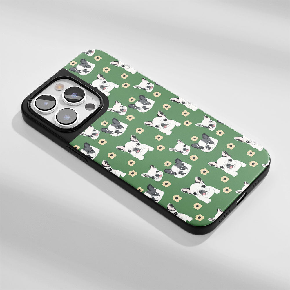 Industry-Level Tough Matte French Bulldog Green iPhone Case