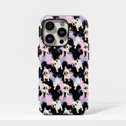 Semi-Handprinted Tough Matte French Bulldog Pink iPhone Case