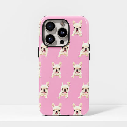 Semi-Handprinted Tough Matte French Bulldog Pink iPhone Case