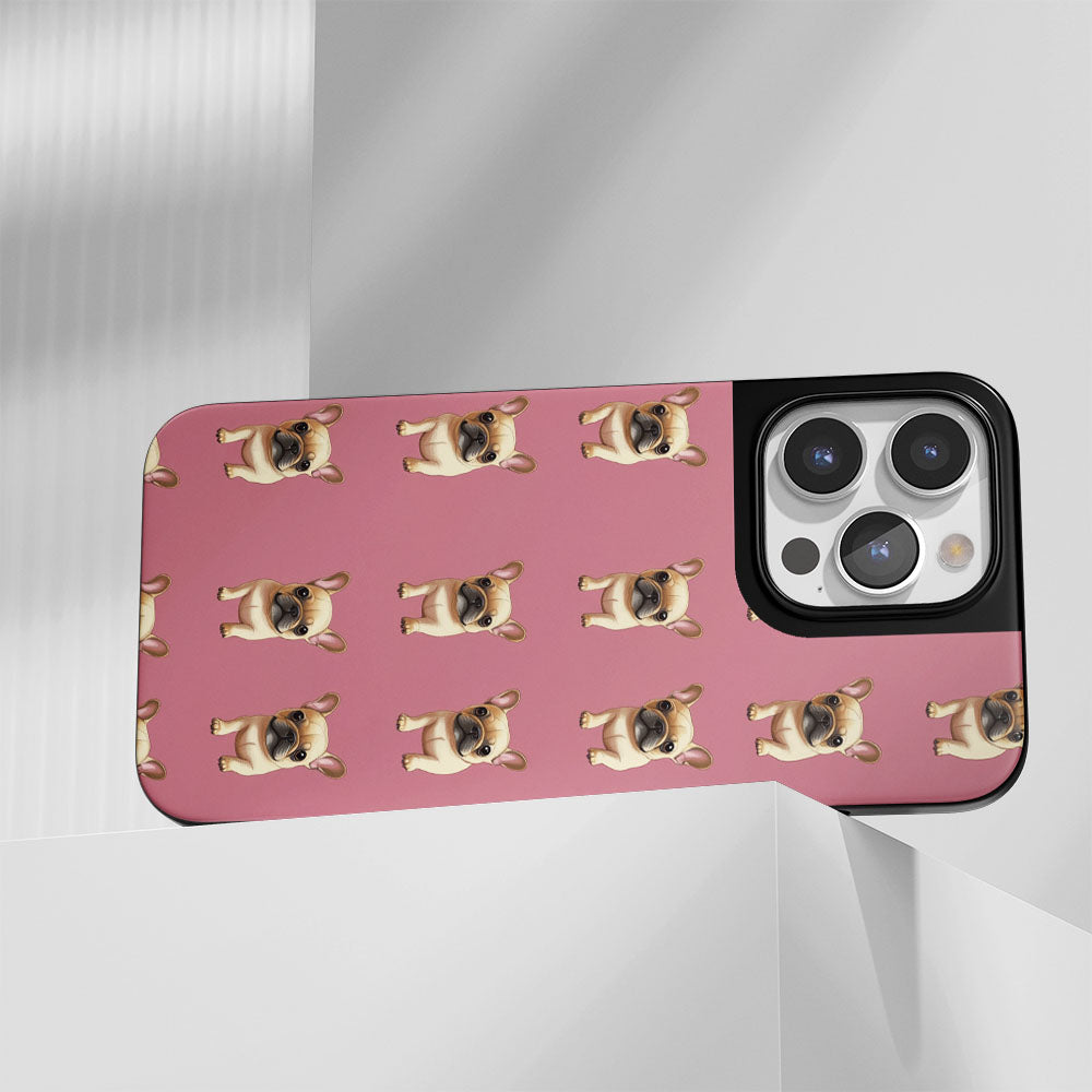 Industry-Level Tough Matte French Bulldog Pink iPhone Case