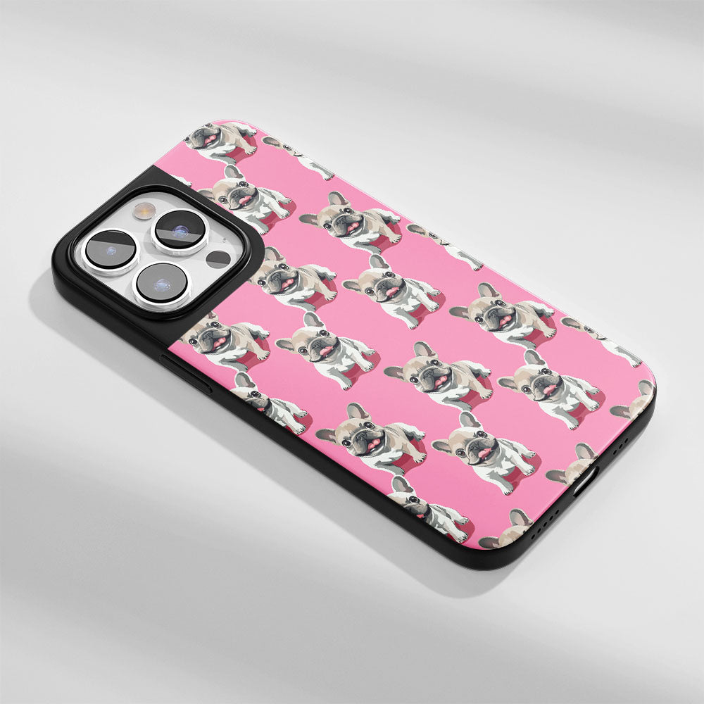 Industry-Level Tough Matte French Bulldog Pink iPhone Case