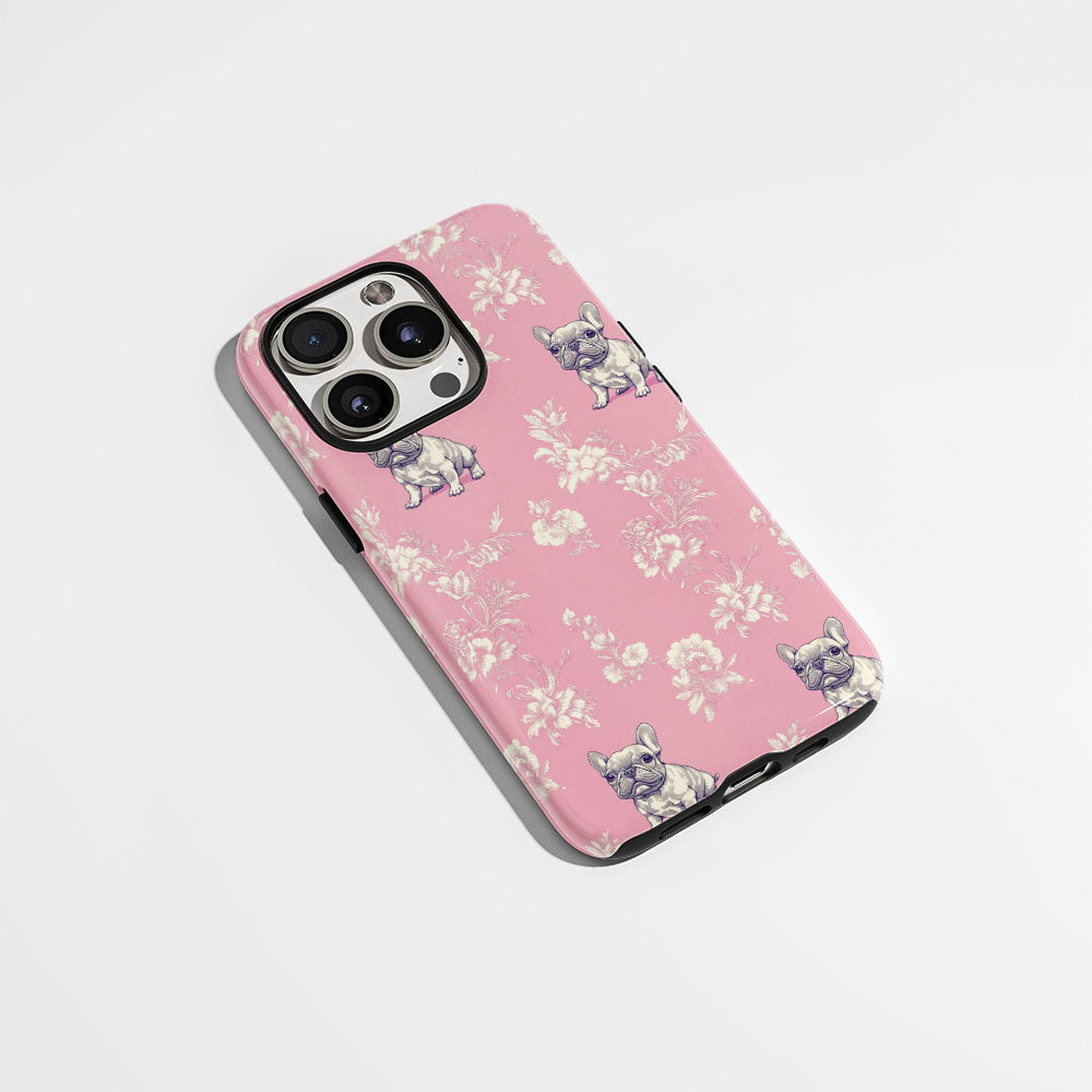 Semi-Handprinted Tough Matte French Bulldog Pink iPhone Case