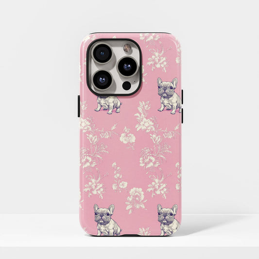 Semi-Handprinted Tough Matte French Bulldog Pink iPhone Case