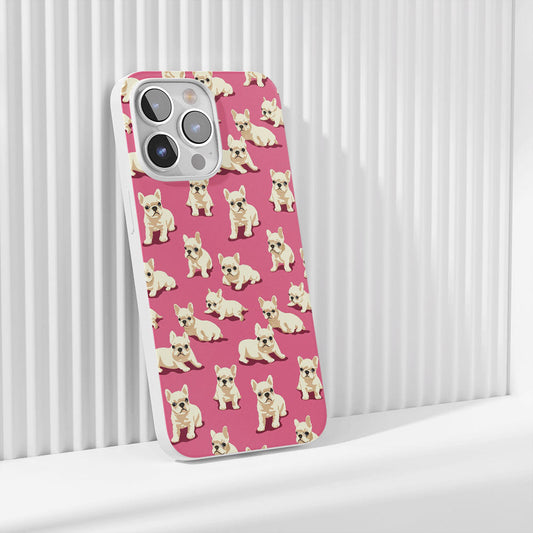 Latest 3rd-Generation Crystal Tough Glossy French Bulldog Pink iPhone Case