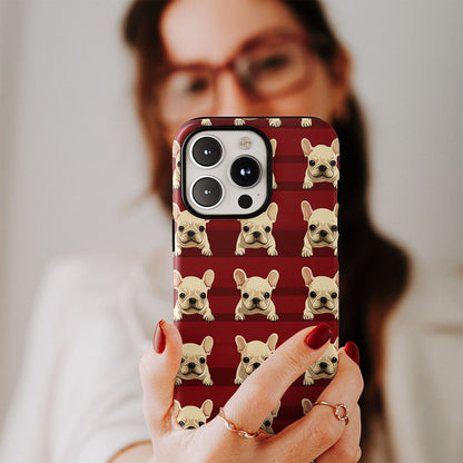 Semi-Handprinted Tough Matte French Bulldog Pink iPhone Case