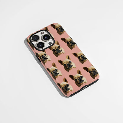 Semi-Handprinted Tough Matte French Bulldog Pink iPhone Case