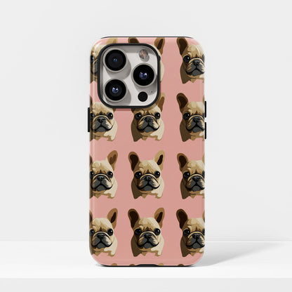 Semi-Handprinted Tough Matte French Bulldog Pink iPhone Case