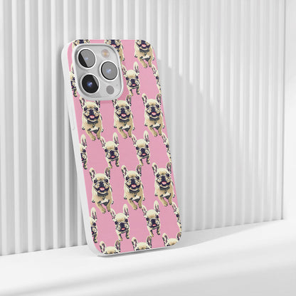 Latest 3rd-Generation Crystal Tough Glossy French Bulldog Pink iPhone Case