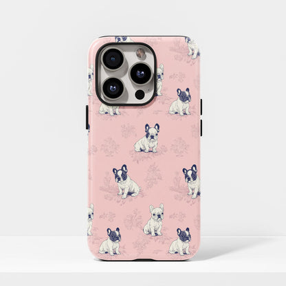 Semi-Handprinted Tough Matte French Bulldog Pink iPhone Case