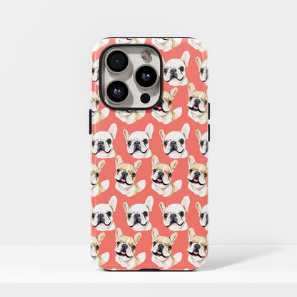 Semi-Handprinted Tough Matte French Bulldog Pink iPhone Case