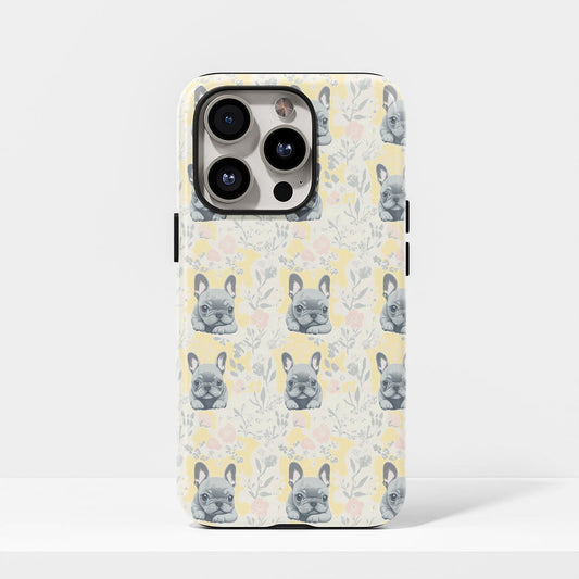 Semi-Handprinted Tough Matte French Bulldog Yellow iPhone Case