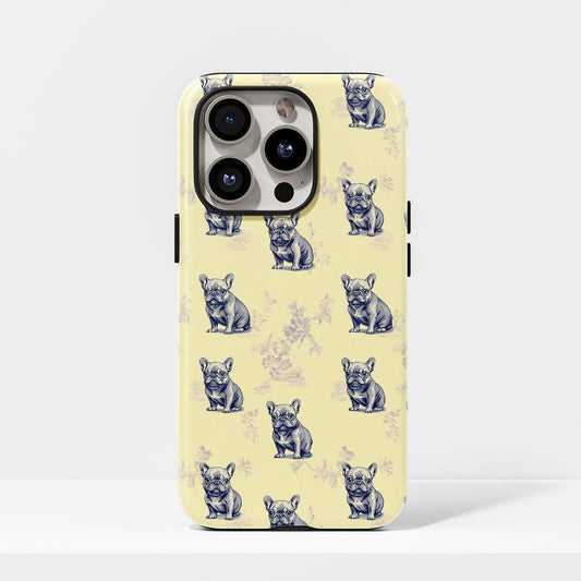 Semi-Handprinted Tough Matte French Bulldog Yellow iPhone Case