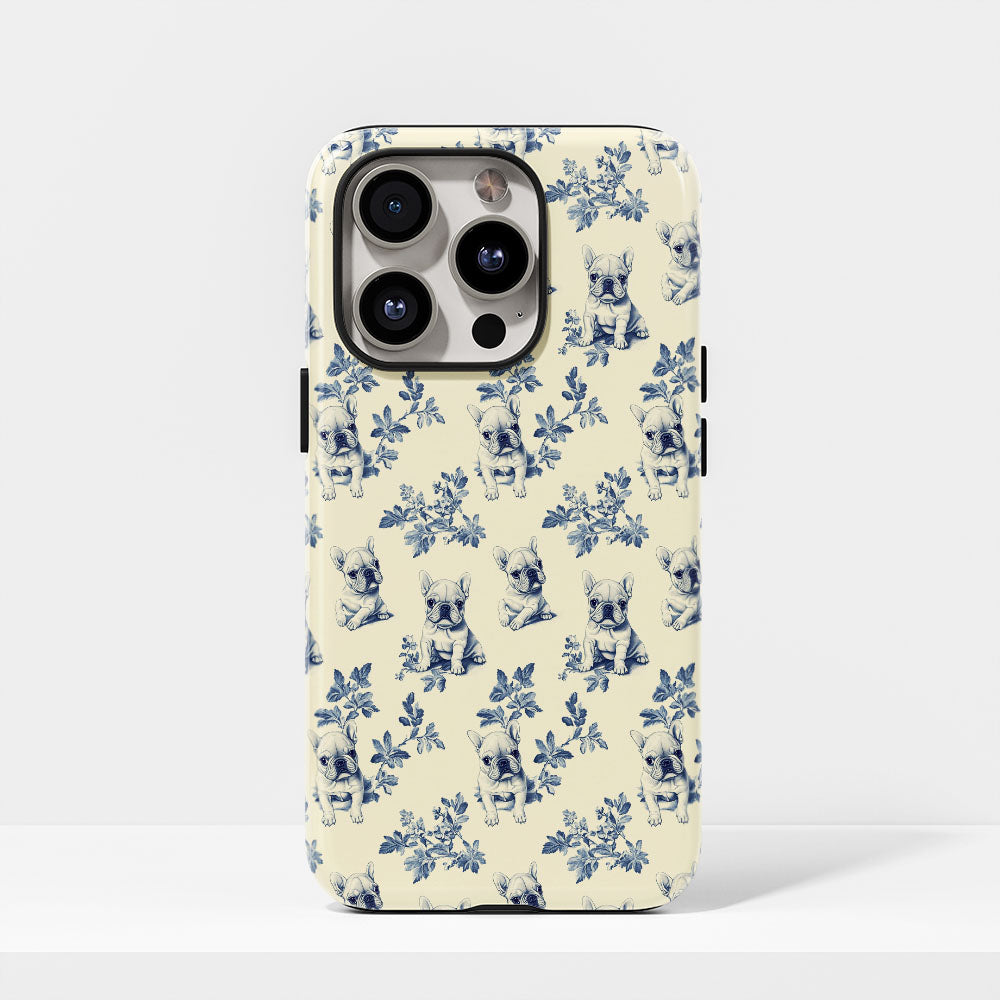 Double-Layer Semi-Handprinted Tough Matte French Bulldog Yellow iPhone Case