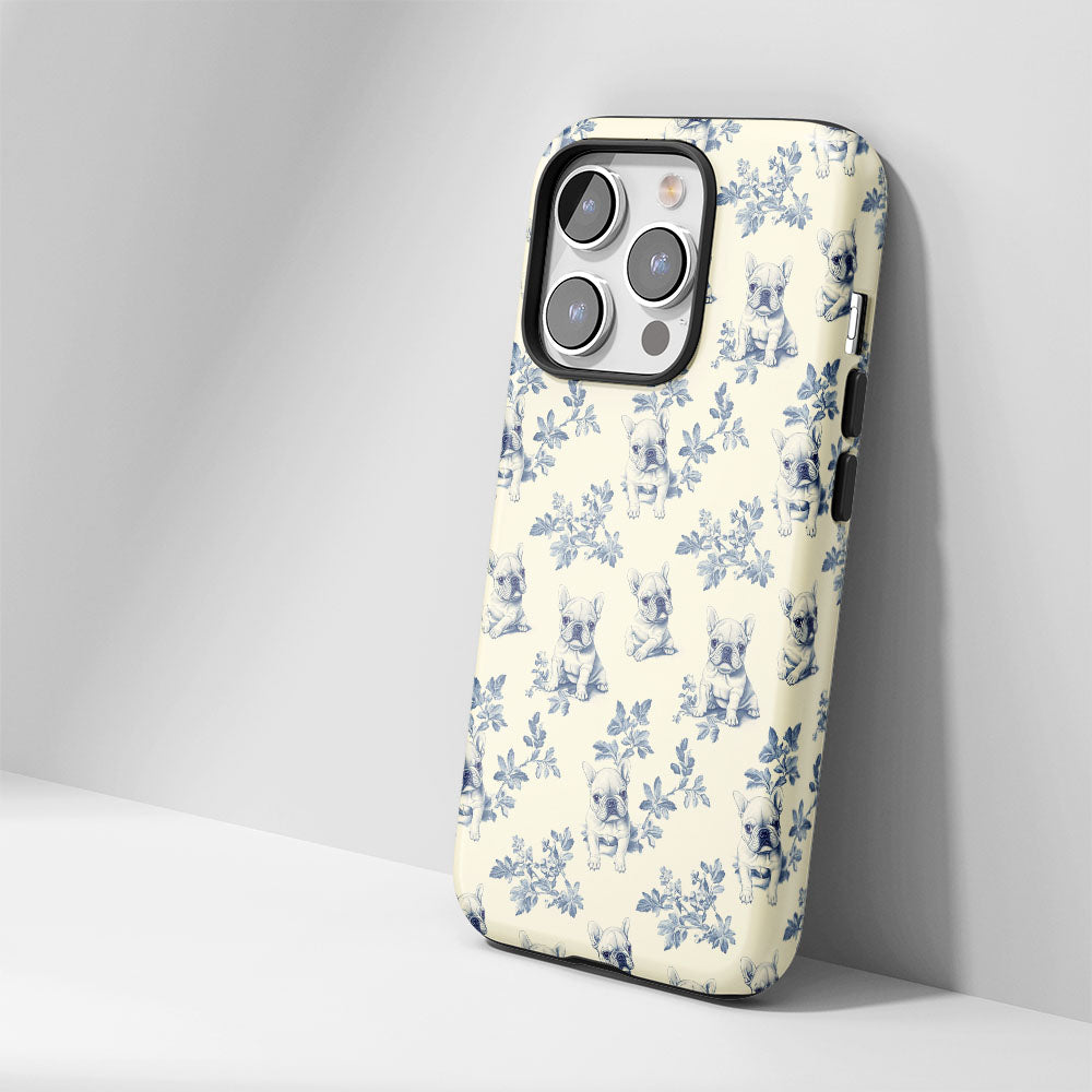 Double-Layer Semi-Handprinted Tough Matte French Bulldog Yellow iPhone Case