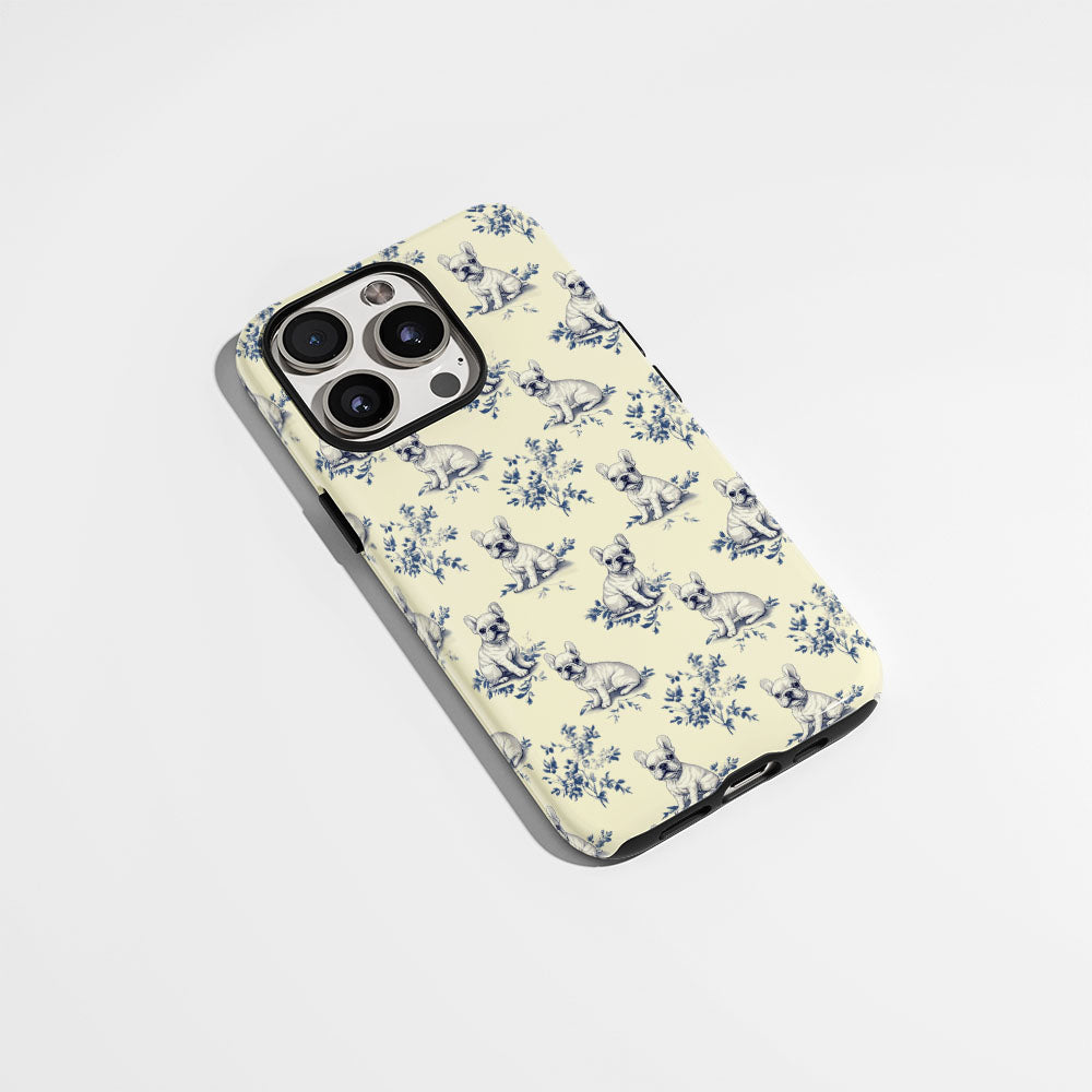 Double-Layer Semi-Handprinted Tough Matte French Bulldog Yellow iPhone Case