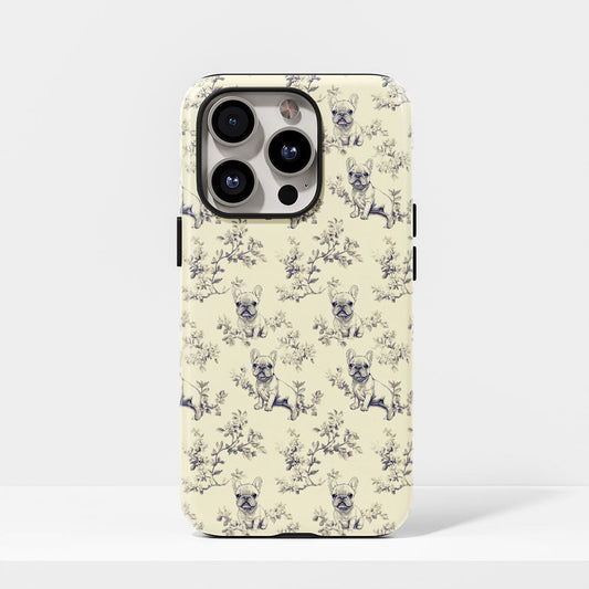 Double-Layer Semi-Handprinted Tough Matte French Bulldog Yellow iPhone Case