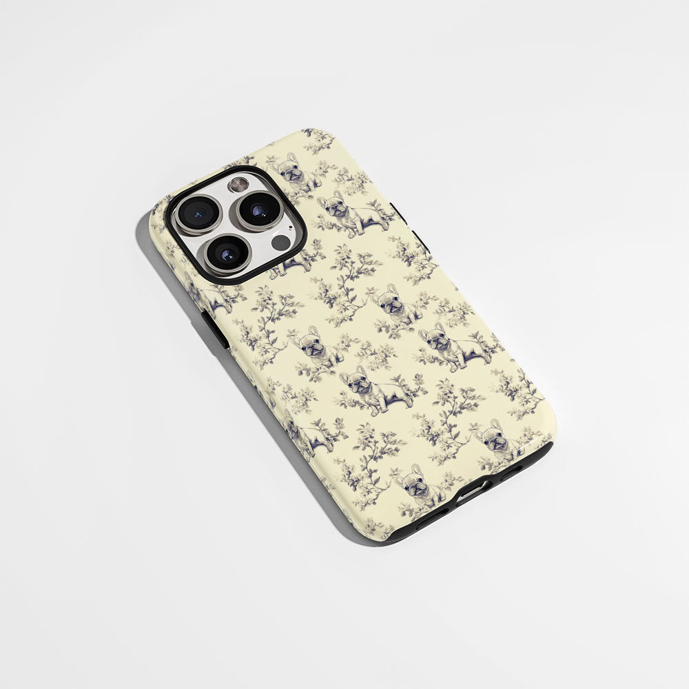 Semi-Handprinted Tough Matte French Bulldog Yellow iPhone Case