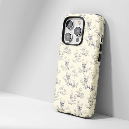 Double-Layer Semi-Handprinted Tough Matte French Bulldog Yellow iPhone Case