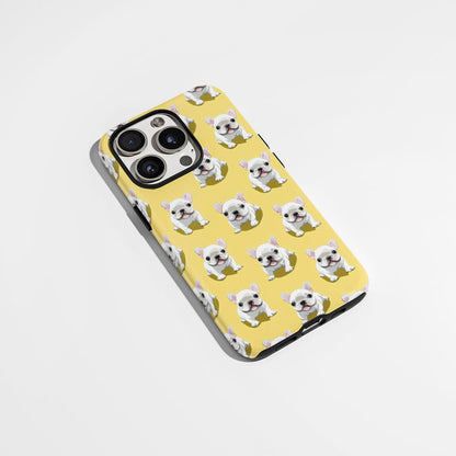 Semi-Handprinted Tough Matte French Bulldog Yellow iPhone Case