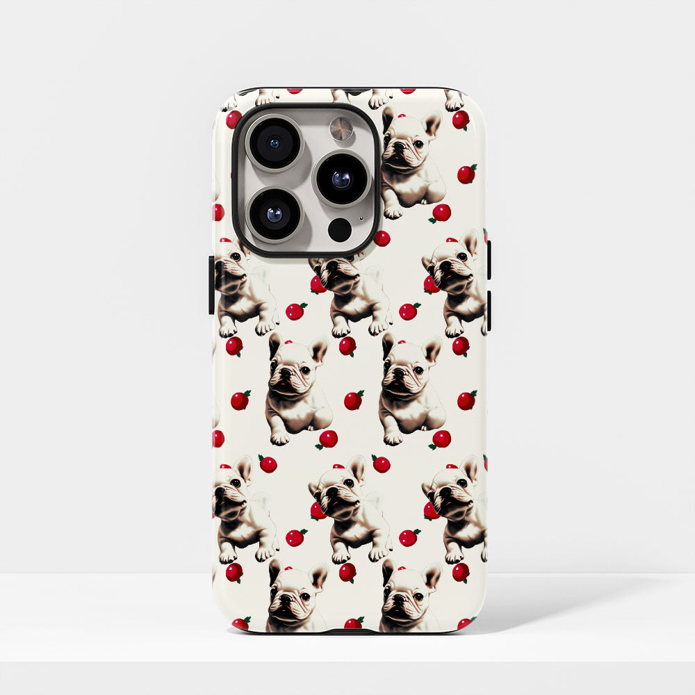 Double-Layer Semi-Handprinted Tough Matte French Bulldog Yellow iPhone Case