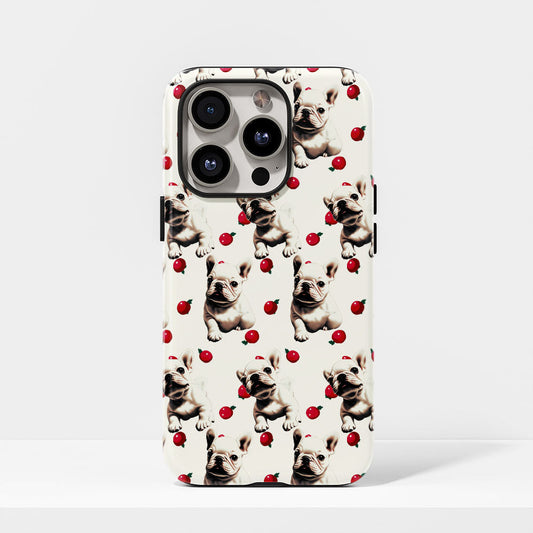Double-Layer Semi-Handprinted Tough Matte French Bulldog Yellow iPhone Case