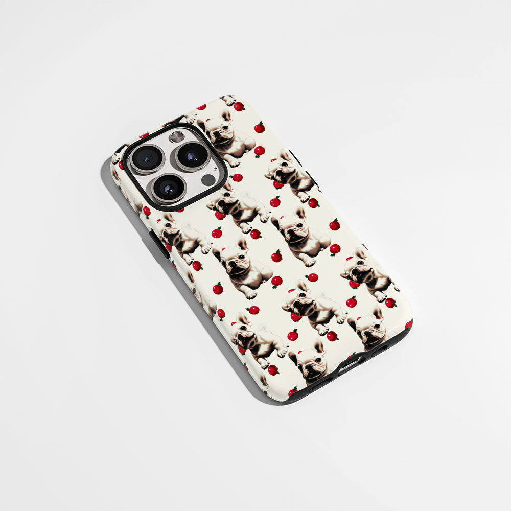 Double-Layer Semi-Handprinted Tough Matte French Bulldog Yellow iPhone Case