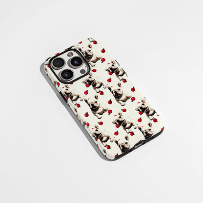 Double-Layer Semi-Handprinted Tough Matte French Bulldog Yellow iPhone Case