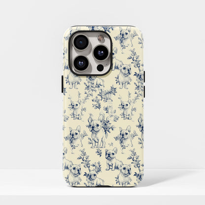 Double-Layer Semi-Handprinted Tough Matte French Bulldog Yellow iPhone Case