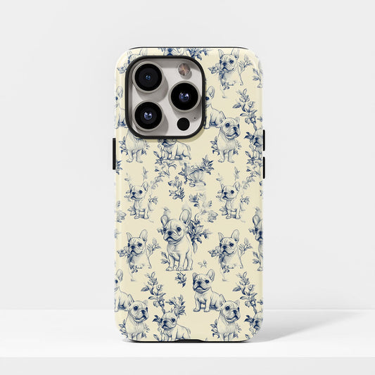 Double-Layer Semi-Handprinted Tough Matte French Bulldog Yellow iPhone Case