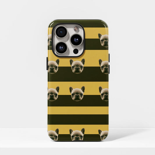 Semi-Handprinted Tough Matte French Bulldog Yellow iPhone Case