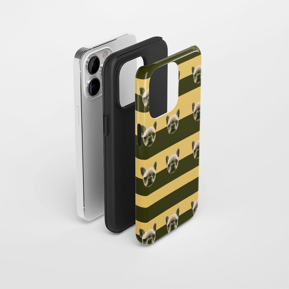 Semi-Handprinted Tough Matte French Bulldog Yellow iPhone Case