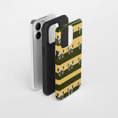 Semi-Handprinted Tough Matte French Bulldog Yellow iPhone Case