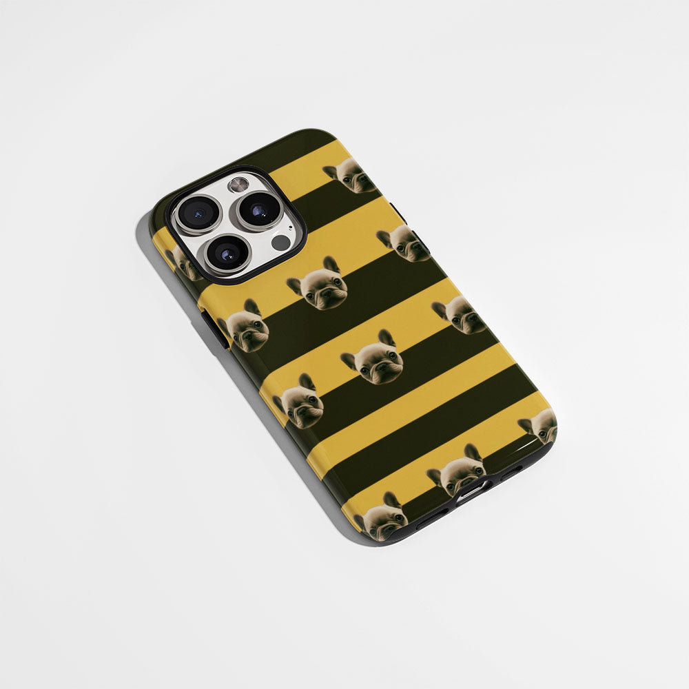 Semi-Handprinted Tough Matte French Bulldog Yellow iPhone Case