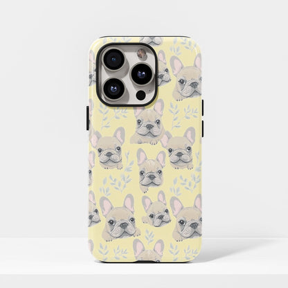 Semi-Handprinted Tough Matte French Bulldog Yellow iPhone Case