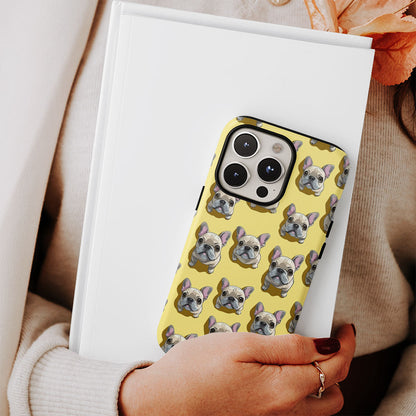 Semi-Handprinted Tough Matte French Bulldog Yellow iPhone Case