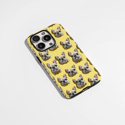 Semi-Handprinted Tough Matte French Bulldog Yellow iPhone Case