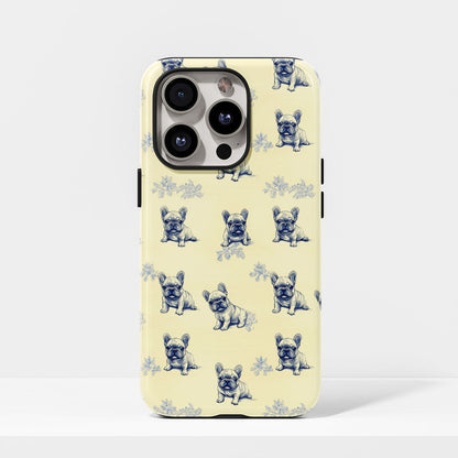 Semi-Handprinted Tough Matte French Bulldog Yellow iPhone Case