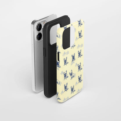 Semi-Handprinted Tough Matte French Bulldog Yellow iPhone Case