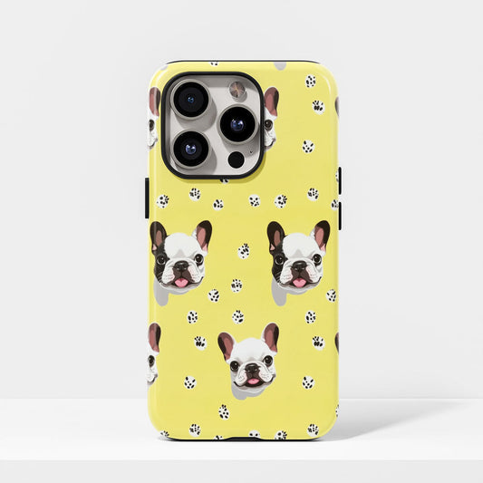 Double-Layer Semi-Handprinted Tough Matte French Bulldog Yellow iPhone Case