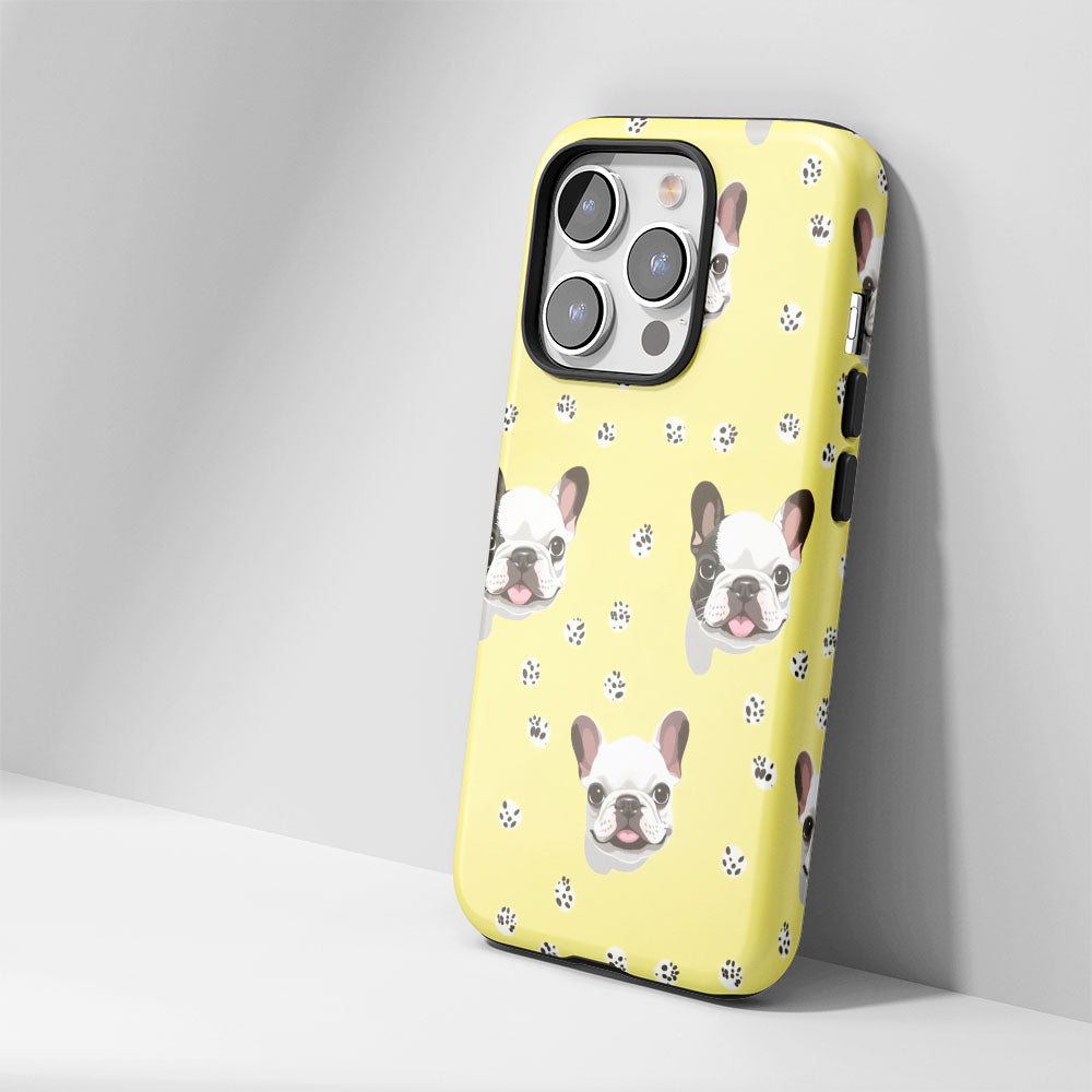 Semi-Handprinted Tough Matte French Bulldog Yellow iPhone Case