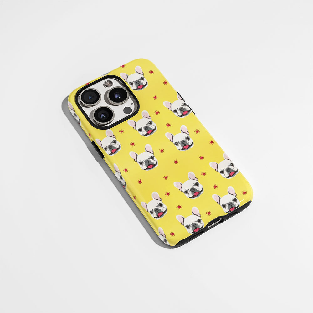 Double-Layer Semi-Handprinted Tough Matte French Bulldog Yellow iPhone Case