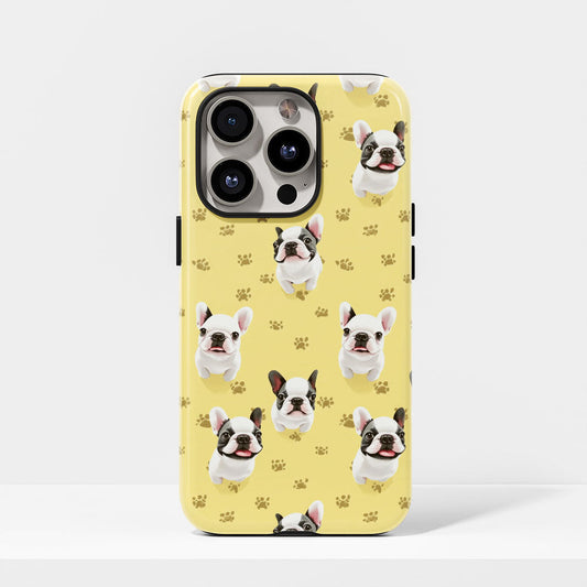 Semi-Handprinted Tough Matte French Bulldog Yellow iPhone Case