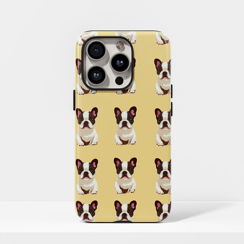 Semi-Handprinted Tough Matte French Bulldog Yellow iPhone Case